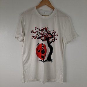 Asian Adult Shirt White Red Black Medium